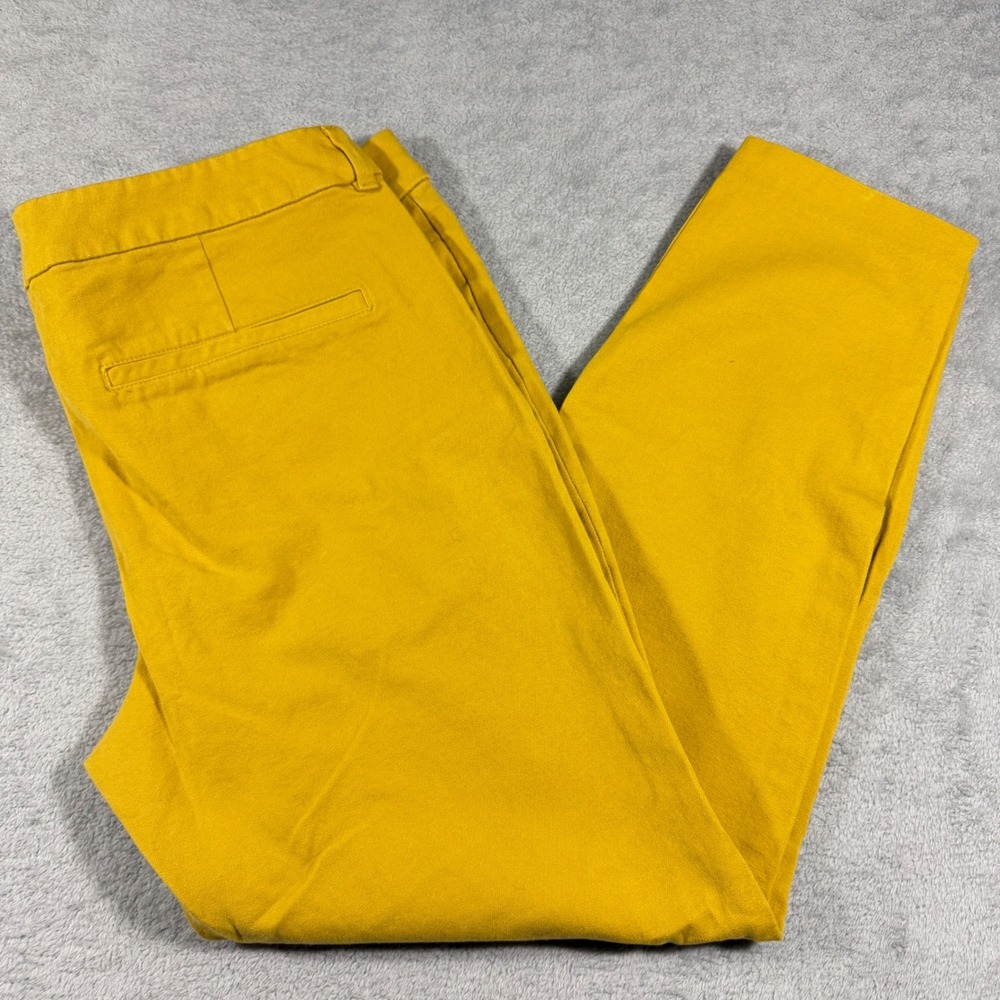 Old Navy Pixie Pants Women 14 Regular Mustard Yellow Mid Rise Ankle Stretch